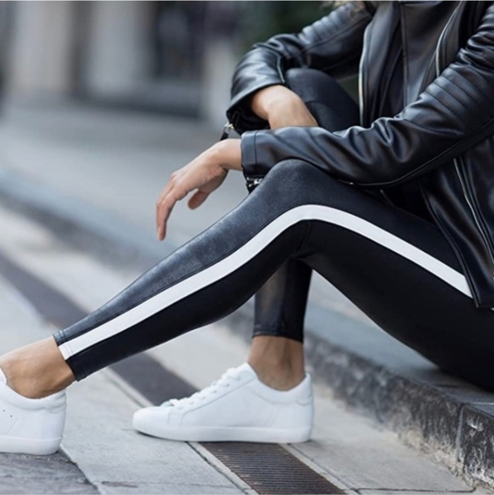 Spanx Faux Leather Race Stripe Leggings